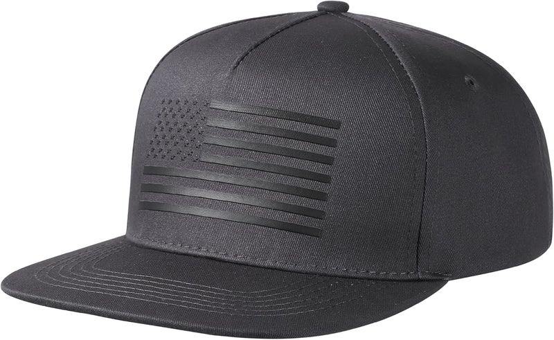 UALON Baseball Cap, Snapback Trucker Hat for Men & Women with American Flag and Adjustable, Breathable Mesh, Flat Bill Hats - Image 1